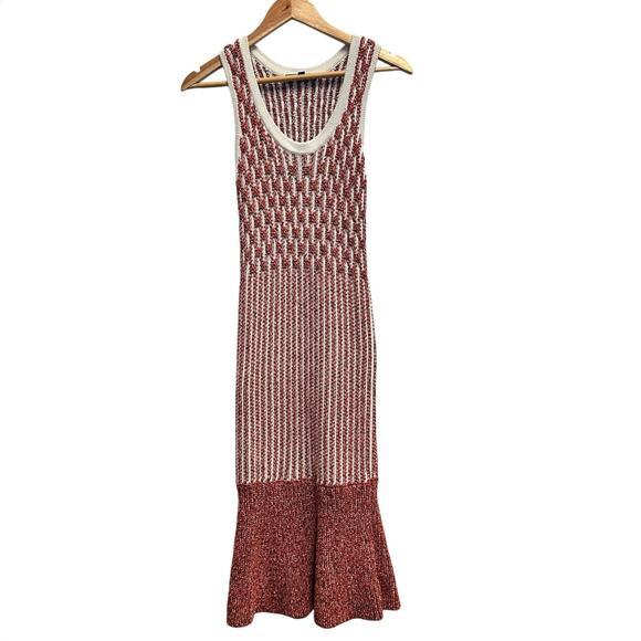 Derek Lam Orange Cream Boho Chic Crochet Resort Sleeveless Mermaid Sweater Dress - Picture 2 of 12